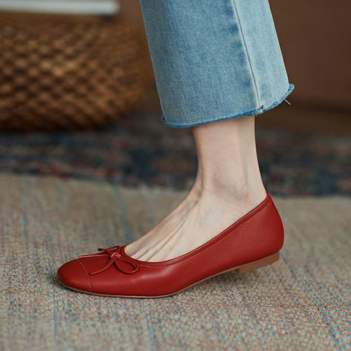 (W) Luiza Barcelos Retro Round Toe Casual Flat 'Simplified Leather Bow' 圖 12