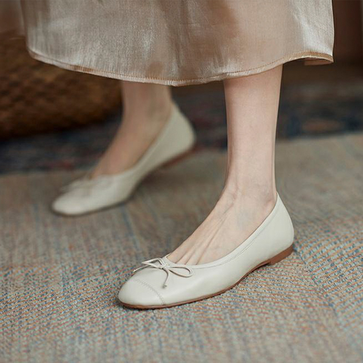 (W) Luiza Barcelos Retro Round Toe Casual Flat 'Simplified Leather Bow' 圖 6