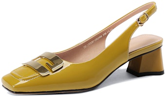 (Women) Luiza Barcelos Retro Square Toe 'Metal Buckle Chunky Heel' XWP1SK0689 (Women) Luiza Barcelos Retro Square Toe 'Metal Buckle Chunky Heel' XWP1SK0689