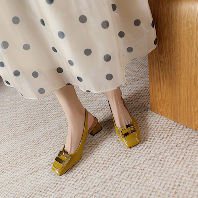 (Women) Luiza Barcelos Retro Square Toe 'Metal Buckle Chunky Heel' XWP1SK0689 Shop (Women) Luiza Barcelos Retro Square Toe 'Metal Buckle Chunky Heel' XWP1SK0689