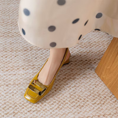 (Women) Luiza Barcelos Retro Square Toe 'Metal Buckle Chunky Heel' XWP1SK0689 Details for (Women) Luiza Barcelos Retro Square Toe 'Metal Buckle Chunky Heel' XWP1SK0689