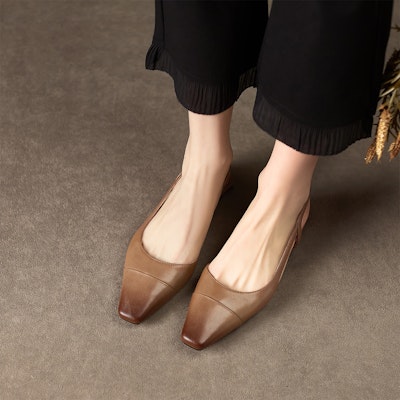 Luiza Barcelos 羊皮 復古方頭 休閒單鞋 女款 棕色 Details for Luiza Barcelos 羊皮 復古方頭 休閒單鞋 女款 棕色