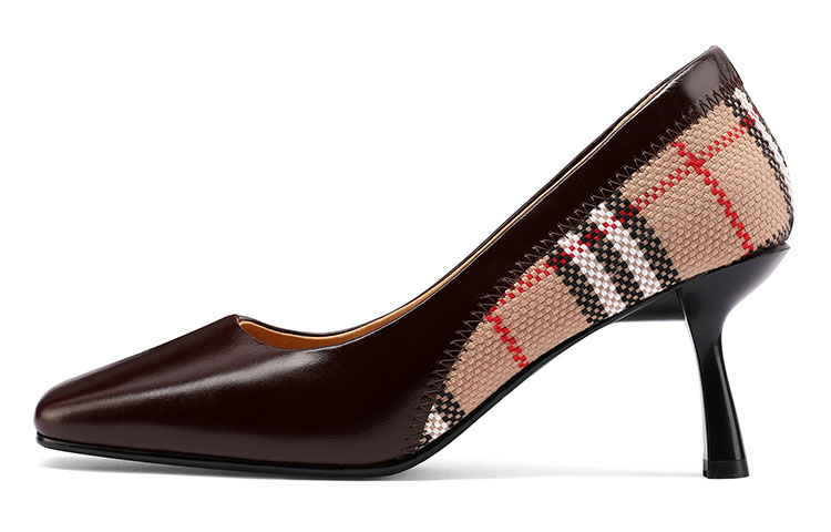 (Women) Luiza Barcelos Retro Square Toe Thin Heel High Heels 'Brown' X900952