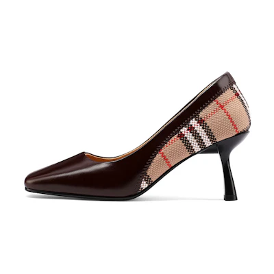 (W) Luiza Barcelos Retro Square Toe Thin Heel High Heels 'Brown'