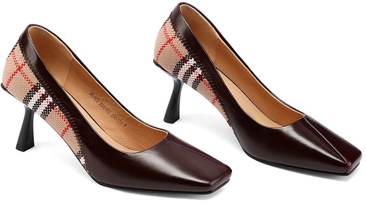 (W) Luiza Barcelos复古方头细高跟鞋"棕色" X900952 Shop (W) Luiza Barcelos复古方头细高跟鞋"棕色" X900952