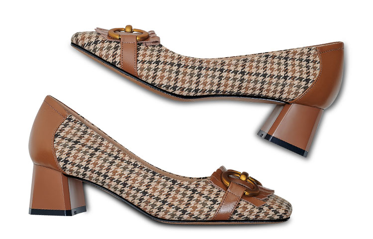 (W) Luiza Barcelos Retro Tassel Houndstooth Chunky Heel 'Caramel' 圖 4