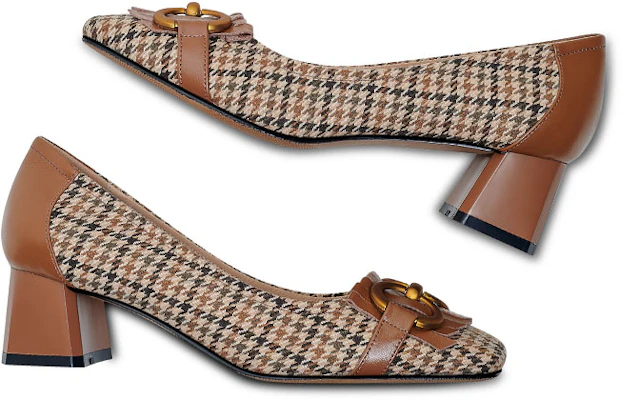 (W) Luiza Barcelos Retro Tassel Houndstooth Chunky Heel 'Karamel' X901018 Shop (W) Luiza Barcelos Retro Tassel Houndstooth Chunky Heel 'Karamel' X901018