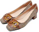 Purchase (W) Luiza Barcelos Retro Tassel Houndstooth Chunky Heel 'Karamel' X901018