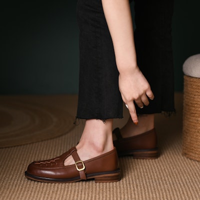 (W) Zapatillas Retro de Cuero Tejido Luiza Barcelos 'Moda Casual'. X900583 2