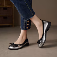 Purchase (W) Luiza Barcelos Sepatu Ballet Round Toe 'Perak Hitam' X901982