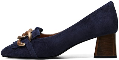 (Women) Luiza Barcelos Round Toe Block Heel 5cm 'Blue Suede' X900911 (Women) Luiza Barcelos Round Toe Block Heel 5cm 'Blue Suede' X900911