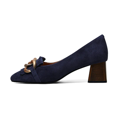 (W) Luiza Barcelos Round Toe Block Heel 5cm 'Blue Suede'