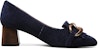 (W) Luiza Barcelos Tumit Blok Hujung Bulat 5cm 'Biru Suede' X900911