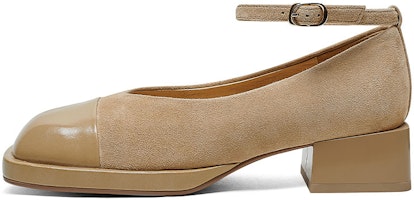 (Women) Luiza Barcelos Round Toe Buckle Block Heel 'Apricot Suede' X901021 (Women) Luiza Barcelos Round Toe Buckle Block Heel 'Apricot Suede' X901021