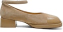 Order (W) Luiza Barcelos Tumit Blok Buckle Hujung Bulat 'Apricot Suede' X901021