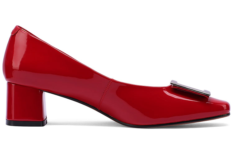 (W) Luiza Barcelos Round Toe Buckle Block Heels 4.5cm 'Cow Patent Leather' 圖 2