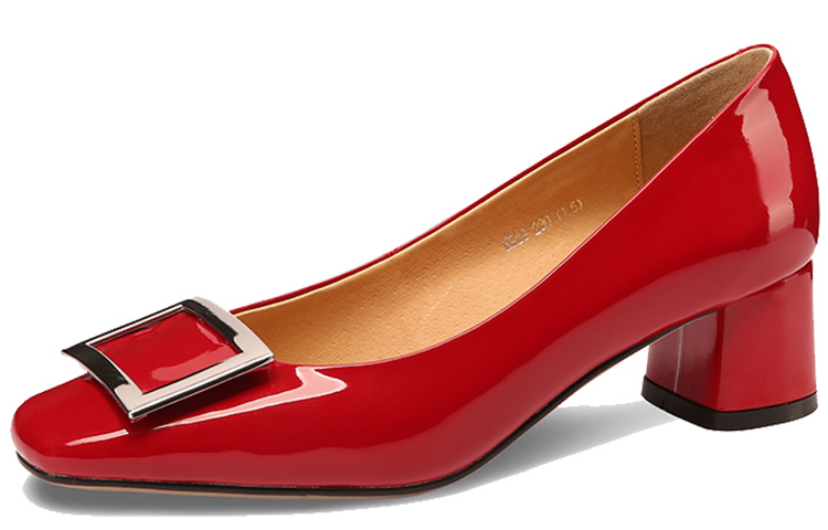 (W) Luiza Barcelos Round Toe Buckle Block Heels 4.5cm 'Cow Patent Leather' 圖 3