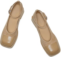 (W) Luiza Barcelos Tumit Blok Buckle Hujung Bulat 'Apricot Suede' X901021 Shop (W) Luiza Barcelos Tumit Blok Buckle Hujung Bulat 'Apricot Suede' X901021