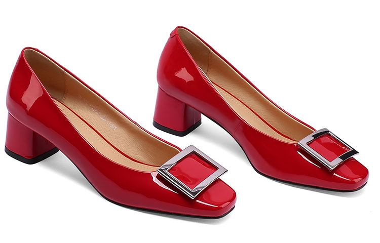 (W) Luiza Barcelos Round Toe Buckle Block Heels 4.5cm 'Cow Patent Leather' 圖 4