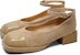 (W) Luiza Barcelos Tumit Blok Buckle Hujung Bulat 'Apricot Suede' X901021