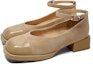 Purchase (W) Luiza Barcelos Tumit Blok Buckle Hujung Bulat 'Apricot Suede' X901021