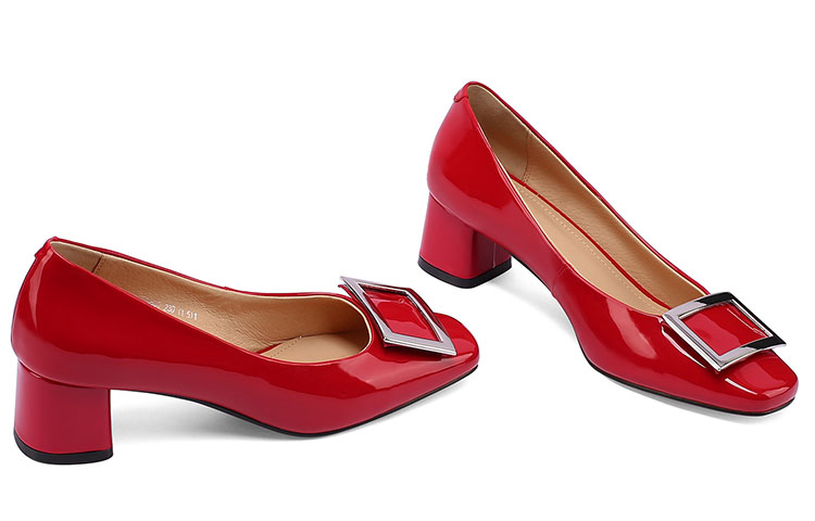 (W) Luiza Barcelos Round Toe Buckle Block Heels 4.5cm 'Cow Patent Leather' 圖 5