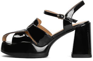 (Women) Luiza Barcelos Round Toe Buckle Chunky Heel 8.5cm 'Black Leather' X901808 (Women) Luiza Barcelos Round Toe Buckle Chunky Heel 8.5cm 'Black Leather' X901808