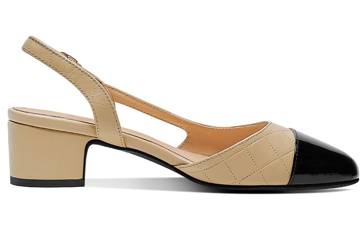 Details for Luiza Barcelos 牛皮圓頭搭扣粗高跟鞋 4.3cm 女款