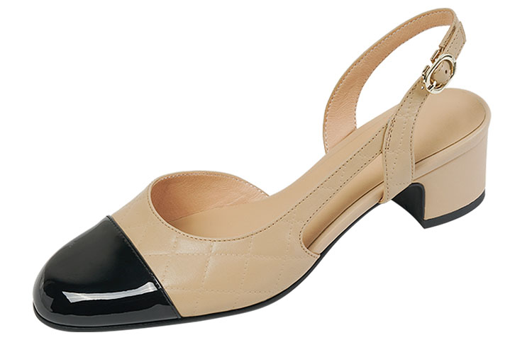 Sizing Luiza Barcelos 牛皮圓頭搭扣粗高跟鞋 4.3cm 女款