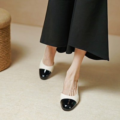 Luiza Barcelos 牛皮圓頭搭扣粗高跟鞋 4.3cm 女款 2