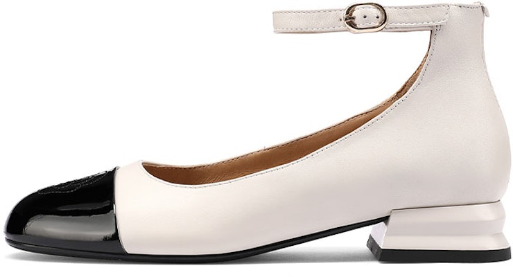 (Women) Luiza Barcelos Round Toe Carved Buckle Casual Flat 'Beige Black' X900867 Buy (Women) Luiza Barcelos Round Toe Carved Buckle Casual Flat 'Beige Black' X900867