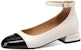 (W) Luiza Barcelos Kasut Rata Buckle Bulat 'Beige Hitam' X900867