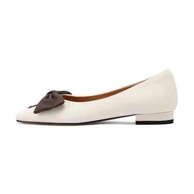 (W) Luiza Barcelos Round Toe Casual Flat 'Apricot Bow'