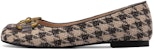 (W) Luiza Barcelos Kasut Flat Houndstooth Coklat dengan Gesper Kuda. X900897