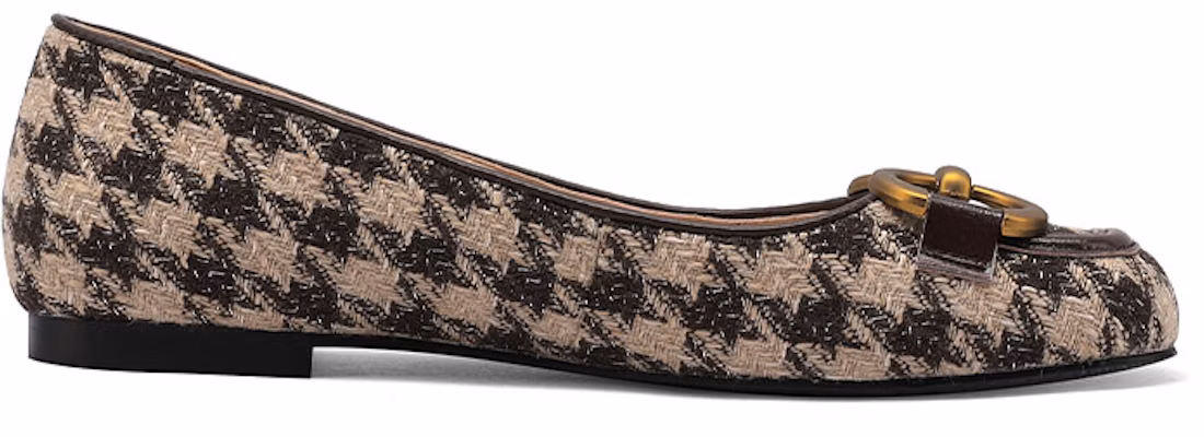 (Women) Luiza Barcelos Round Toe Casual Flat 'Brown Houndstooth with Horsebit Buckle' X900897 Order (Women) Luiza Barcelos Round Toe Casual Flat 'Brown Houndstooth with Horsebit Buckle' X900897