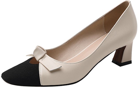 Luiza Barcelos 簡約時尚舒適圓頭 粗跟 高跟鞋 女款 米白色 Lookbook Luiza Barcelos 簡約時尚舒適圓頭 粗跟 高跟鞋 女款 米白色