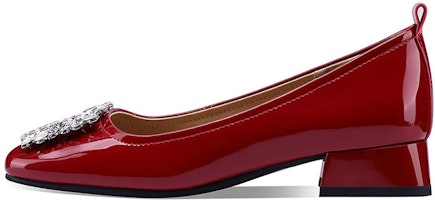 (Women) Luiza Barcelos Round Toe Chunky Heel 'Fashion Comfort Casual Red' X901013 (Women) Luiza Barcelos Round Toe Chunky Heel 'Fashion Comfort Casual Red' X901013
