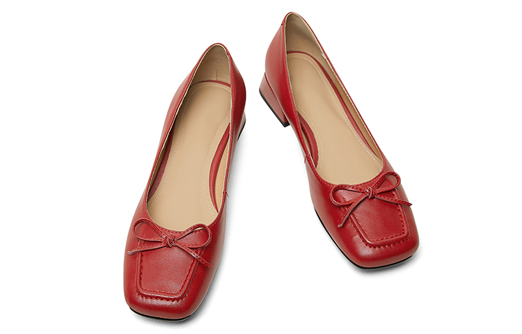 (W) Luiza Barcelos Round Toe Chunky Heel 'Simplified Fashion Red Leather Loafers' 圖 5