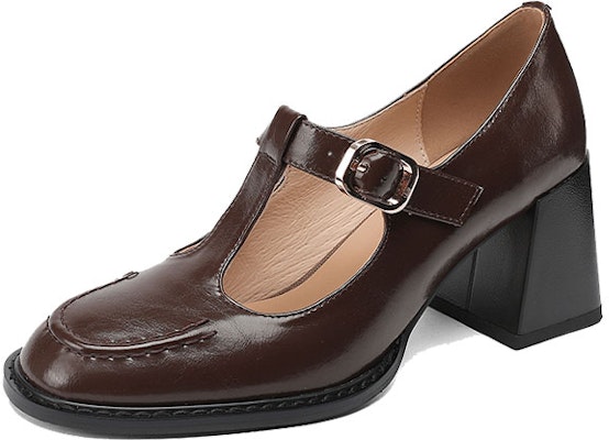 (W) "Luiza Barcelos Pumps de Punta Redonda con Hebilla y Tacón Grueso 4cm 'Cuero Marrón'" X900835 Lookbook (W) "Luiza Barcelos Pumps de Punta Redonda con Hebilla y Tacón Grueso 4cm 'Cuero Marrón'" X900835