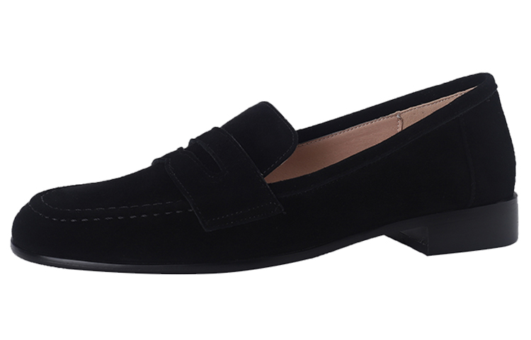 (Women) Luiza Barcelos Round Toe Chunky Heel Pumps 'Black Suede' B901337