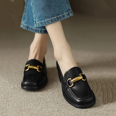 (Women) Luiza Barcelos Round Toe Deep Mouth Casual Loafer 'Black Horsebit' X901040 Purchase (Women) Luiza Barcelos Round Toe Deep Mouth Casual Loafer 'Black Horsebit' X901040