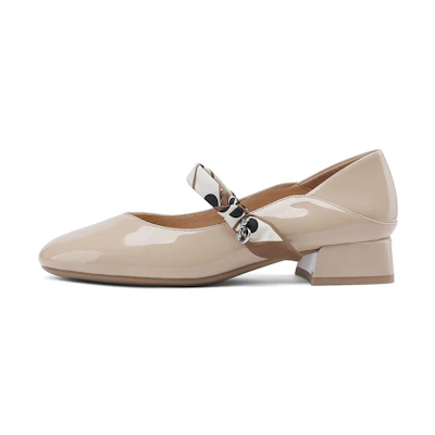 (W) Luiza Barcelos Round Toe Elegant Ribbon Sneakers 'Apricot'