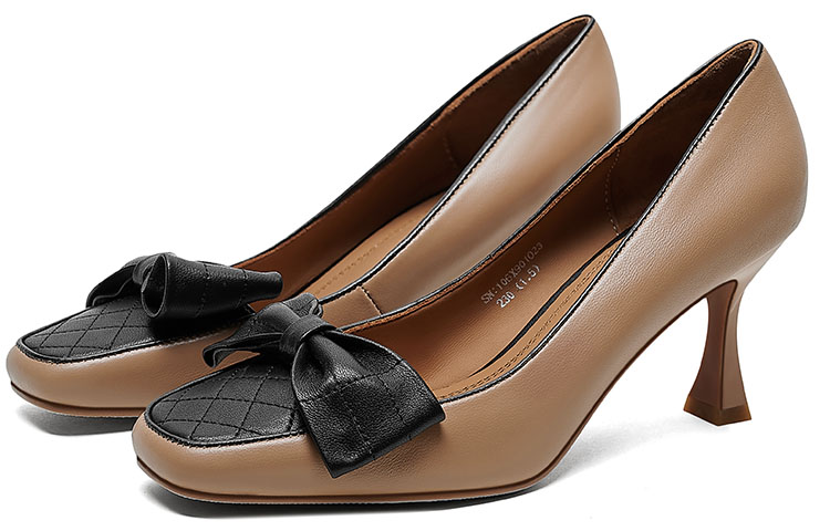 (W) Luiza Barcelos Round Toe High Heels 'Apricot Bow' 圖 4