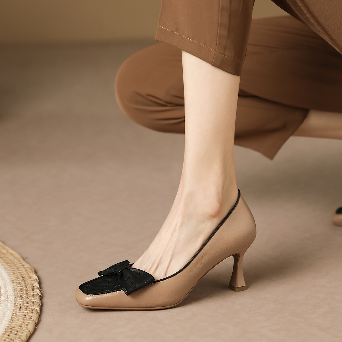 (W) Luiza Barcelos Round Toe High Heels 'Apricot Bow' 圖 6