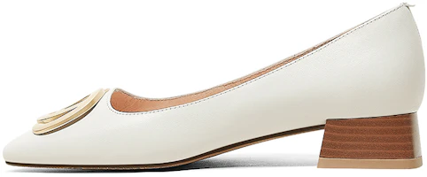 (Women) Luiza Barcelos Round Toe Low-Top Heeled Shoes with Metal Buckle 'Beige' X900899 (Women) Luiza Barcelos Round Toe Low-Top Heeled Shoes with Metal Buckle 'Beige' X900899