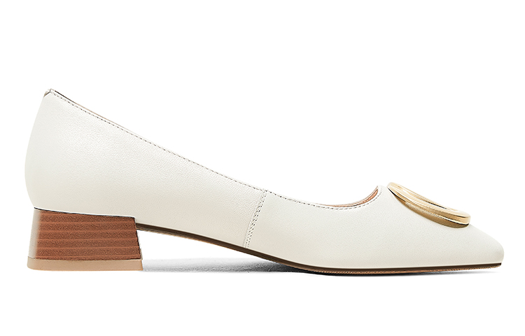 Order (W) Sepatu Heels Rendah Luiza Barcelos Toe Bulat Gesper Logam 'Beige' X900899