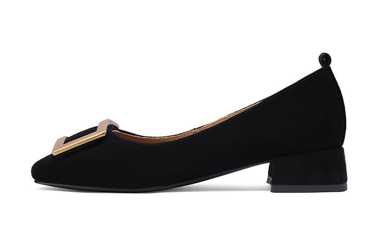 (W) Luiza Barcelos Round Toe Metallic Buckle Chunky Heel 'Suede'