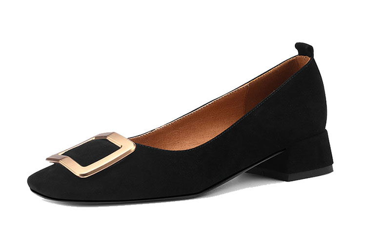 (W) Luiza Barcelos Round Toe Metallic Buckle Chunky Heel 'Suede' 圖 3