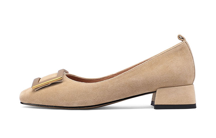 (W) Luiza Barcelos Round Toe Metallic Buckle Chunky Heel 'Suede' 圖 7