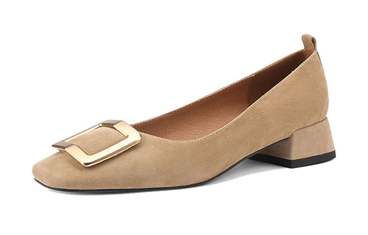 (W) Luiza Barcelos Round Toe Metallic Buckle Chunky Heel 'Suede' 圖 9